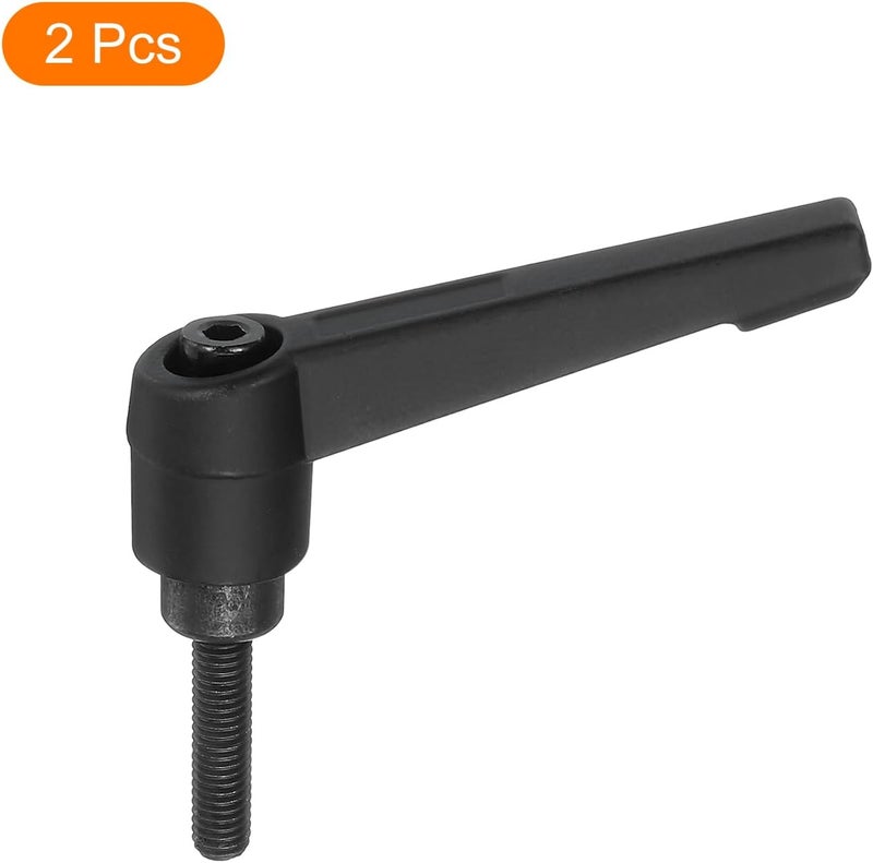 uxcell 2Pcs M5 x 20mm Adjustable Knobs Handle Male Thread Push Button Ratchet Quick Release Locking Rotating Bolt for Lathe Machinery, Black - Image 3
